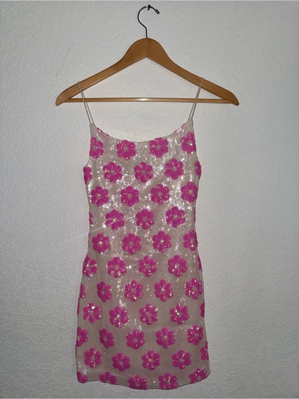Altar'd State Pink Floral Sequin Slip Mini Dress - Picture 1 of 2